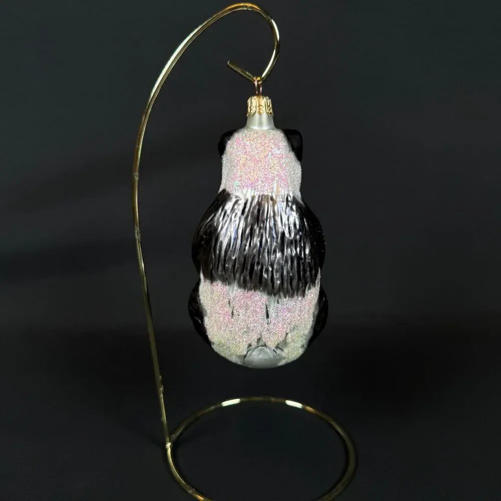 Vintage Christopher Radko Winter Bears Panda Awareness Glass Christmas Ornament